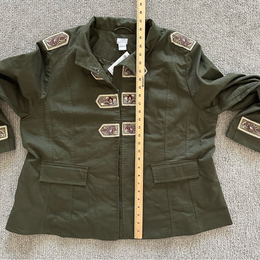 Chico's Beaded And Embellished Band Jacket Olive Size 4 - XXL - Picture 7 of 12
